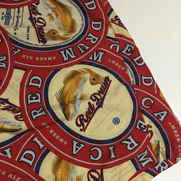 Columbia Men's Swim Trunks Board Shorts Size 40 Red Drum Ale Fish Responsibly - Picture 3 of 10